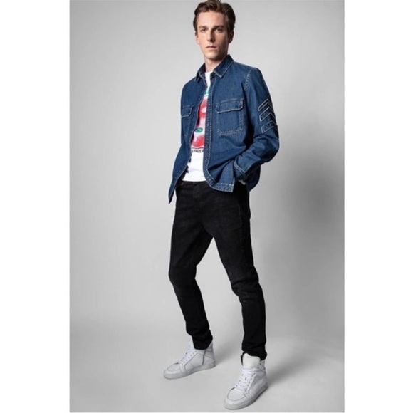 Zadig & Voltaire NWT Stan Arrow Denim Shirt in Blue - Picture 2 of 6